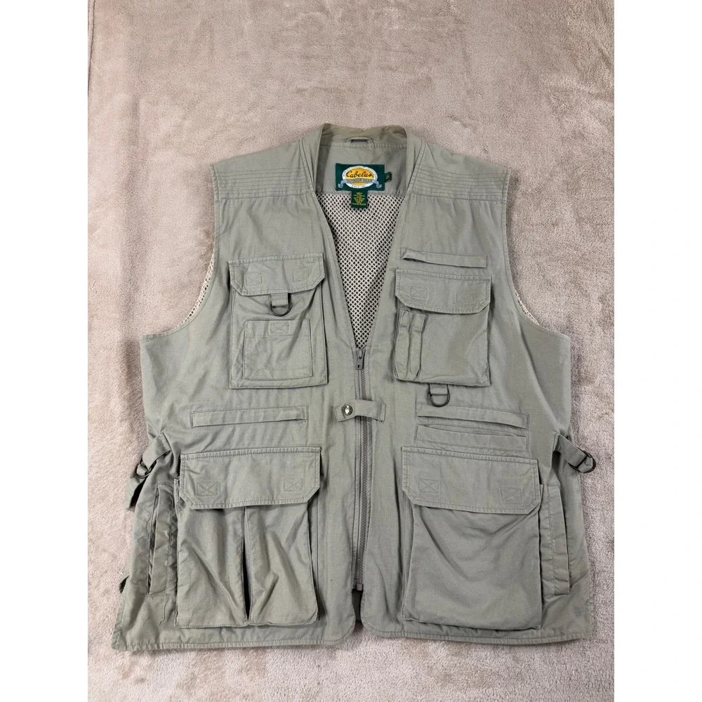 Cabelas Outdoor Gear Mens Fishing Hunting Vest Khaki XL Multi‎ Pocket Mesh